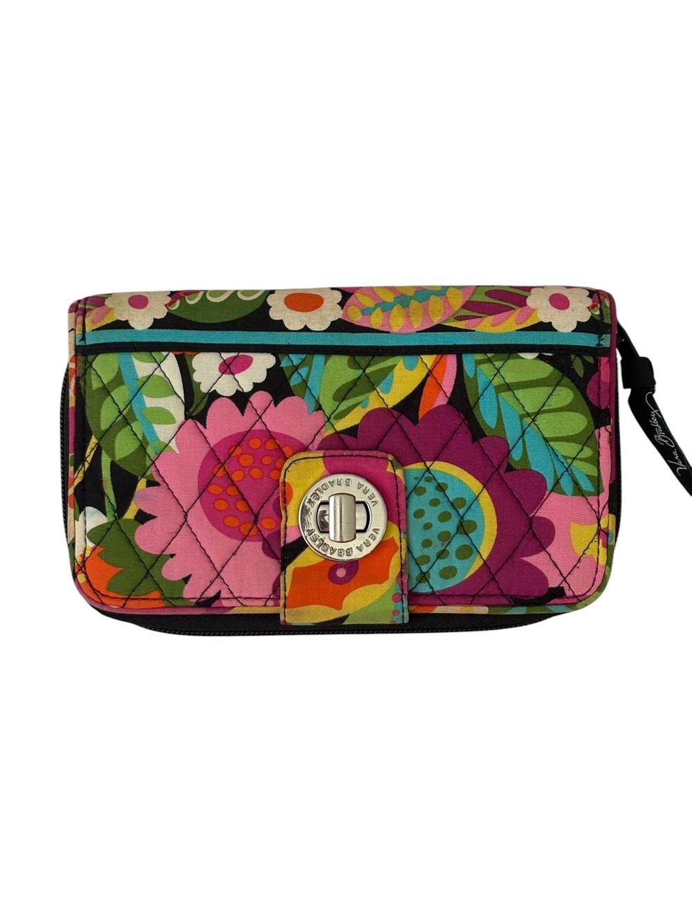 Vera Bradley Va Va Bloom Retired Zip-Around Wallet Floral Turn Lock Quilted